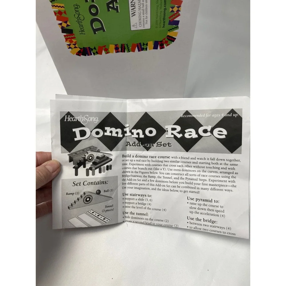 HearthSong Domino Race Add-On Set‎ (Pyramid, Stairs-Bridge, Tunnel, Ramp & Ball)